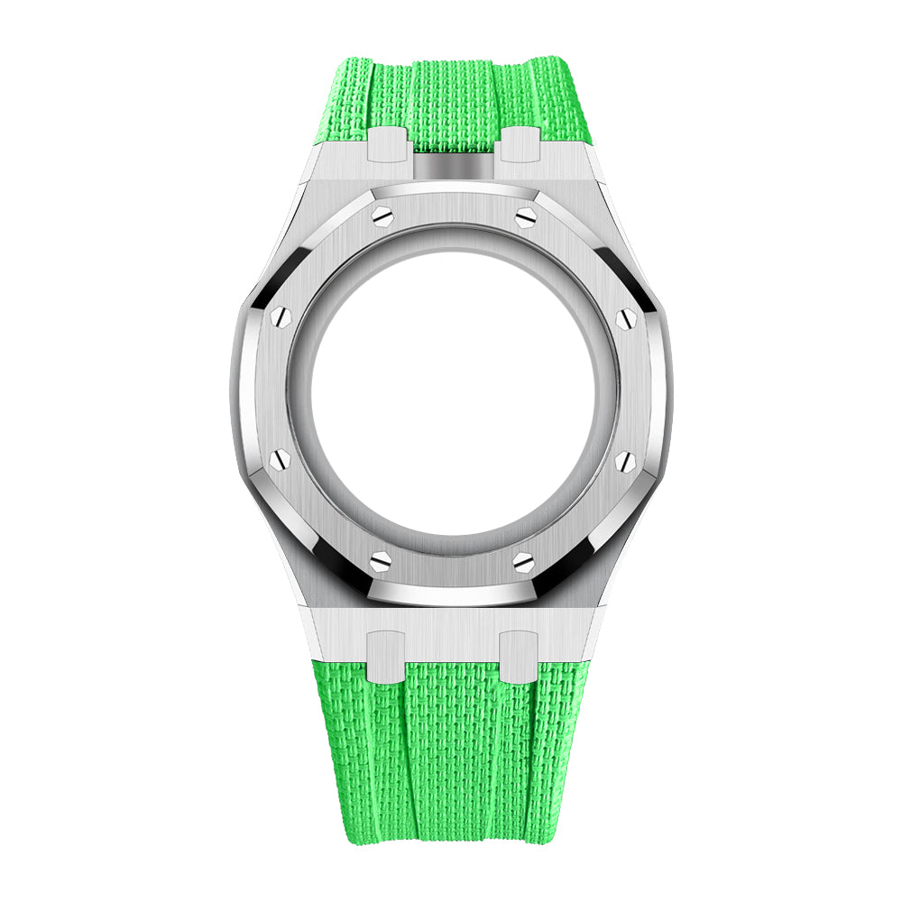 Steel Case & Fluoroelastomer Strap Full‑wrap Embedded Watch Band