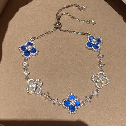 [Okajuri Jewelry] CLOVER 5 MOTIF PINK BLUE RED WHITE BRACELET