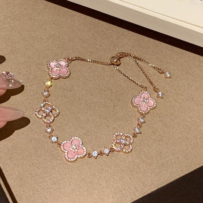 [Okajuri Jewelry] CLOVER 5 MOTIF PINK BLUE RED WHITE BRACELET