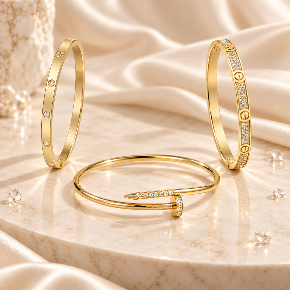 [Oakjuri™ Jewelry] ] JUSTE Diamond & LOVE Diamond Bracelet Stack Set