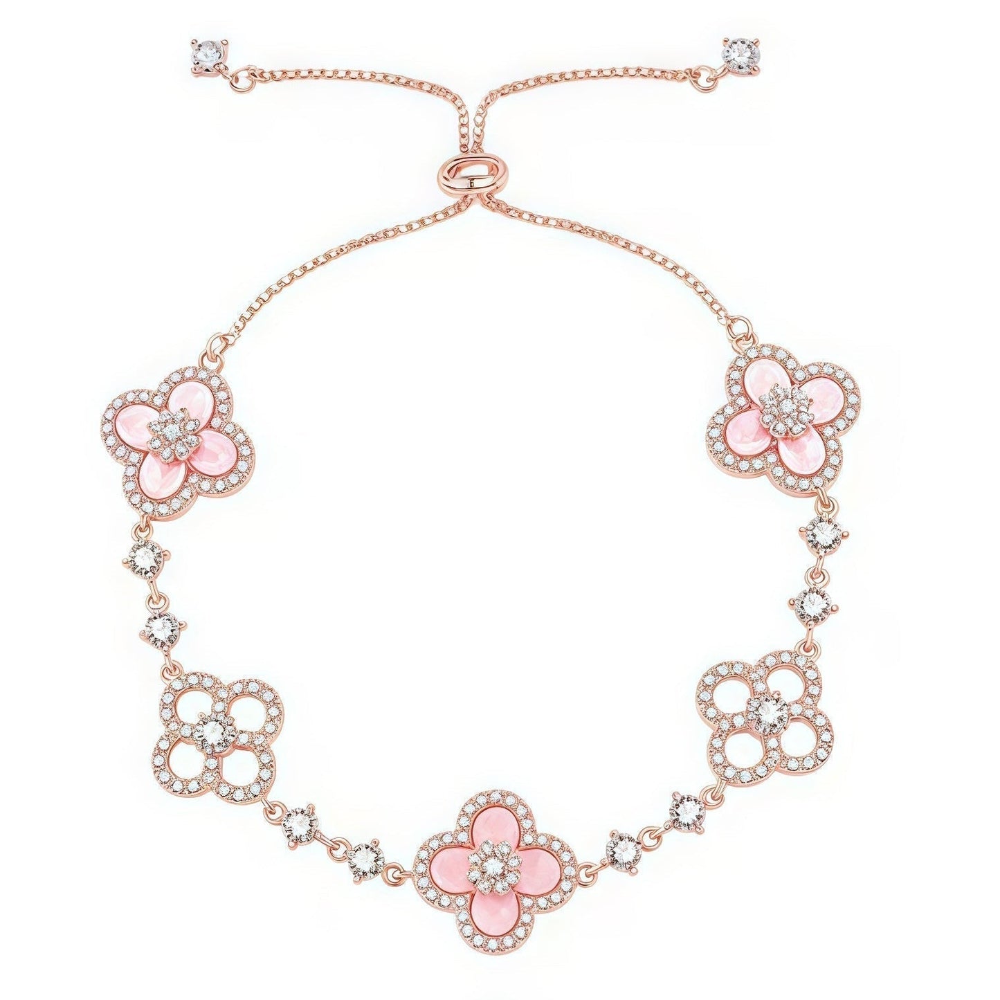 [Okajuri Jewelry] CLOVER 5 MOTIF PINK BLUE RED WHITE BRACELET