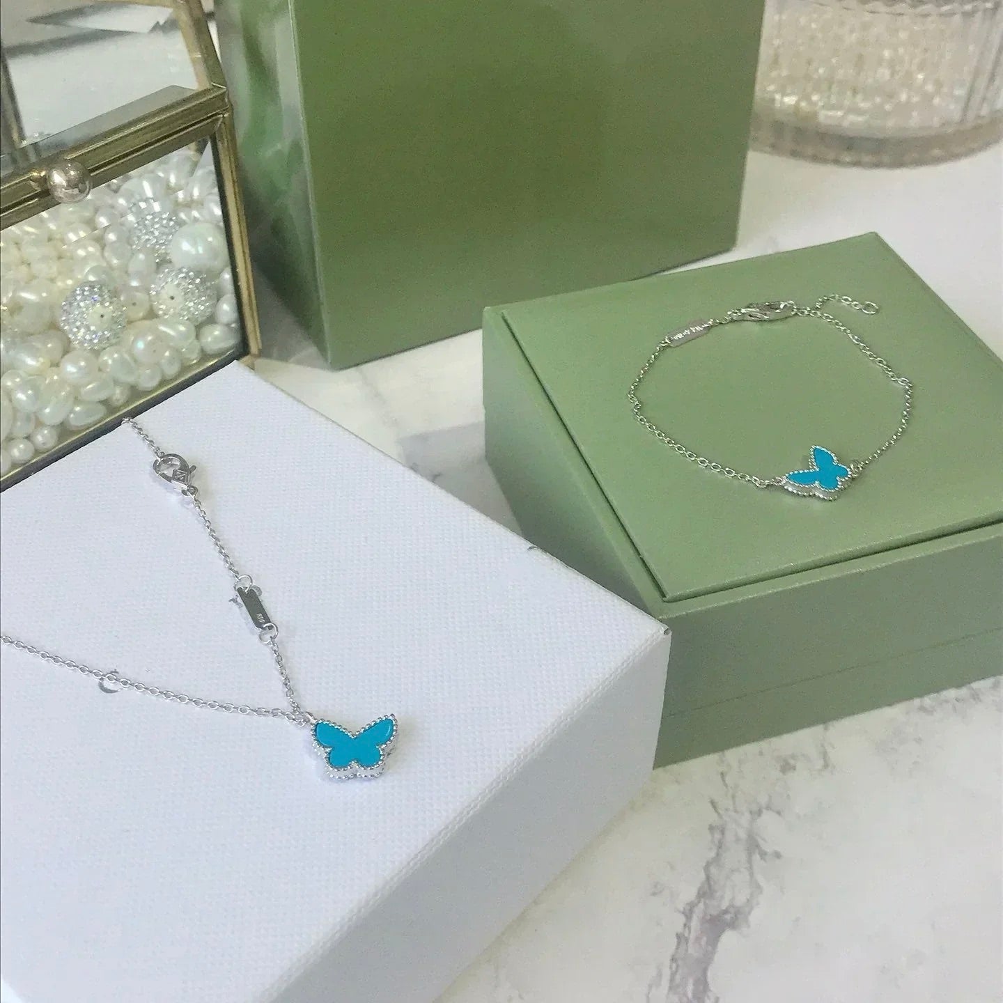 [Okajuri Jewelry]BUTTERFLY TURQUOISE BUTTERFLY BRACELET SILVER