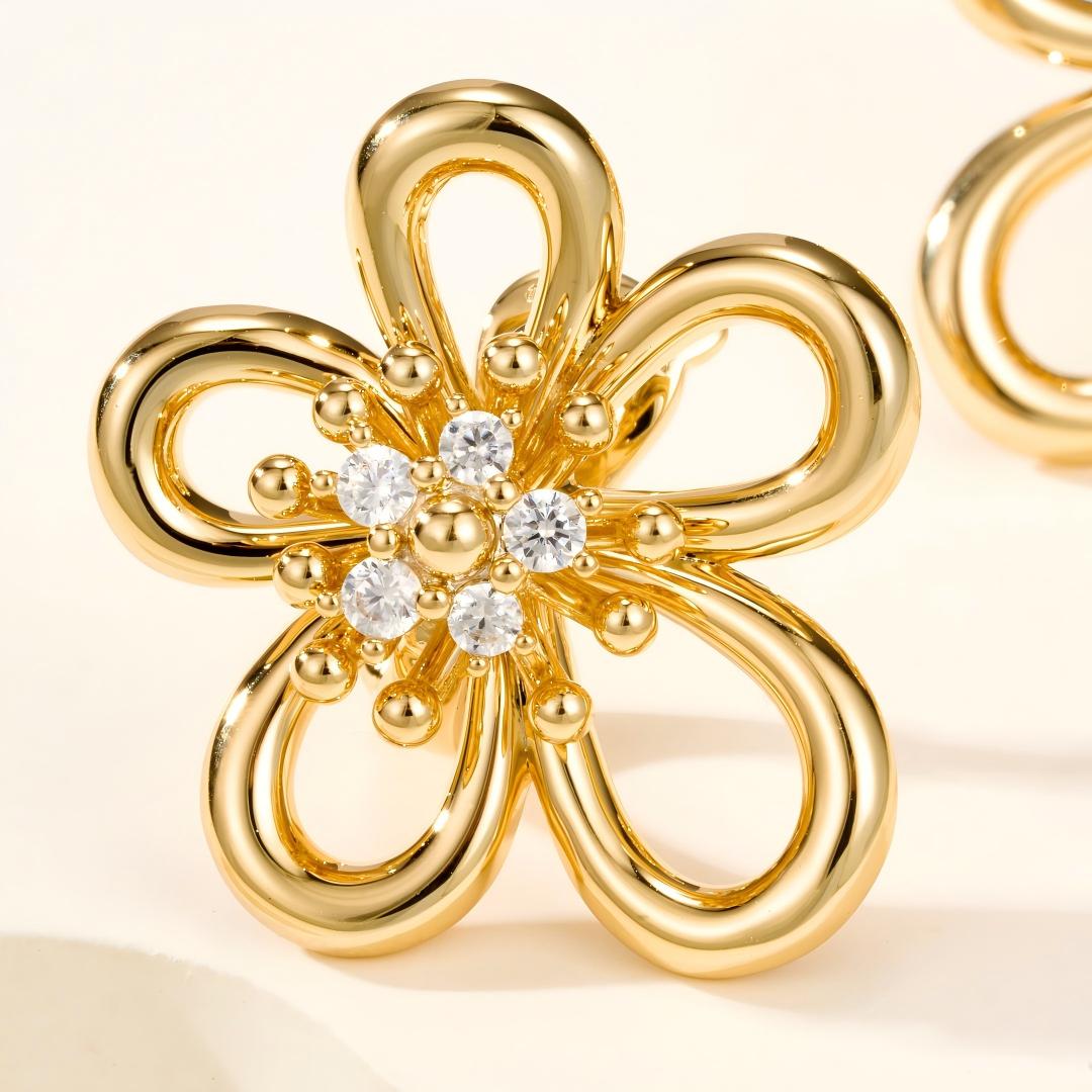 [Okajuri Jewelry] FLOWERLACE EARRING 5 DIAMONDS