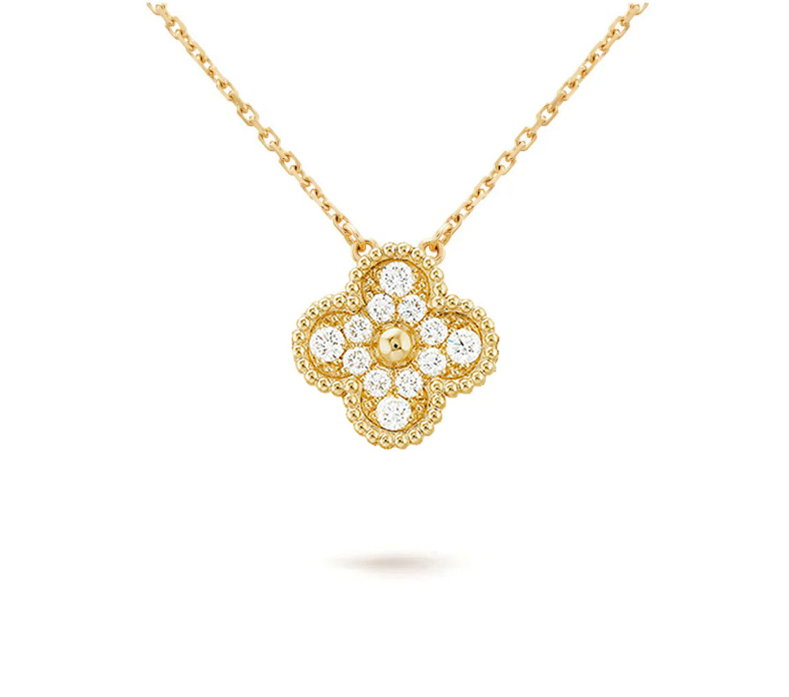 [Okajuri Jewelry] CLOVER 15MM DIAMOND SINGLE FLOWER NECKLACE COLLECTION
