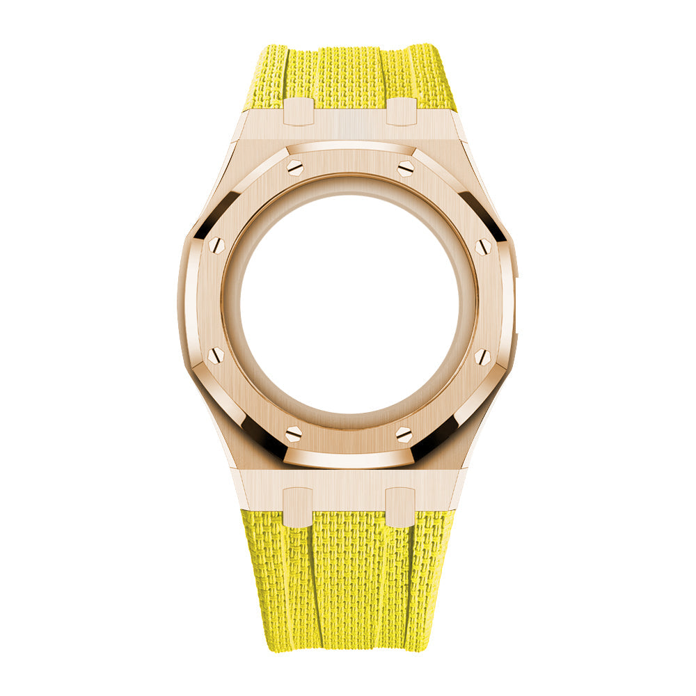 Steel Case & Fluoroelastomer Strap Full‑wrap Embedded Watch Band
