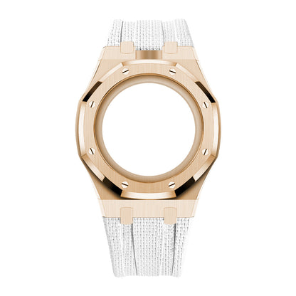 Steel Case & Fluoroelastomer Strap Full‑wrap Embedded Watch Band