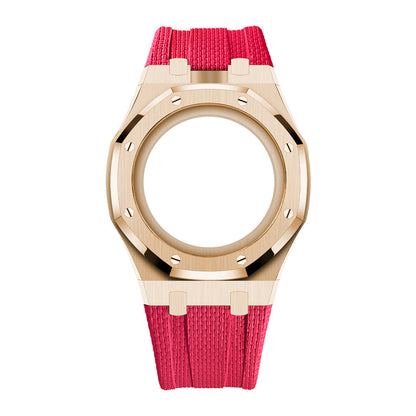 Steel Case & Fluoroelastomer Strap Full‑wrap Embedded Watch Band