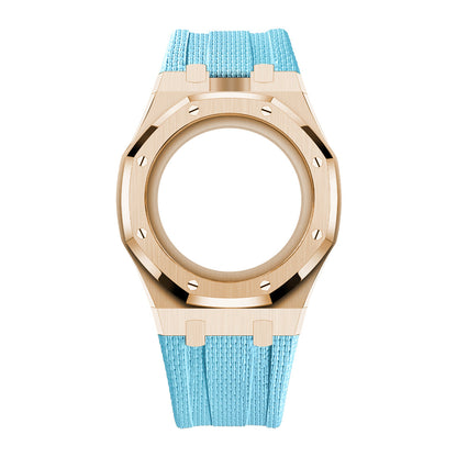 Steel Case & Fluoroelastomer Strap Full‑wrap Embedded Watch Band