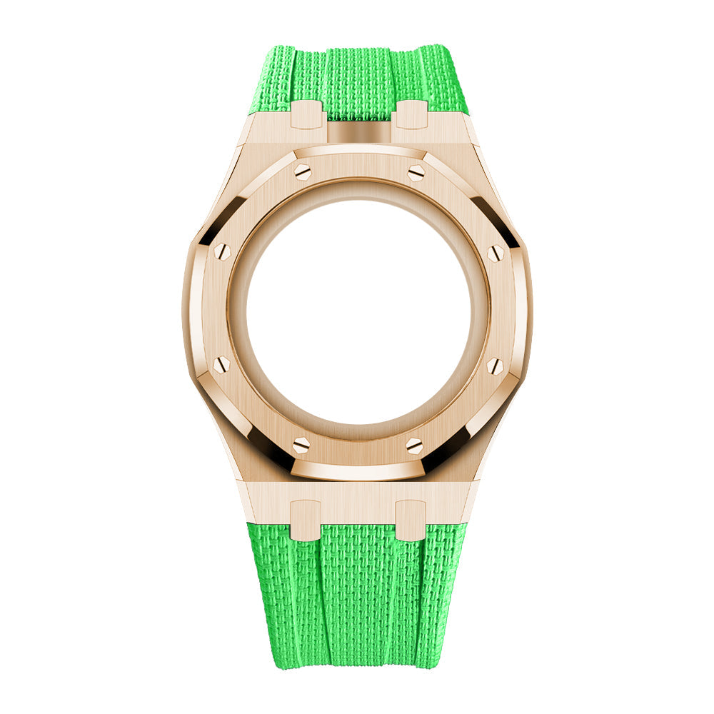 Steel Case & Fluoroelastomer Strap Full‑wrap Embedded Watch Band
