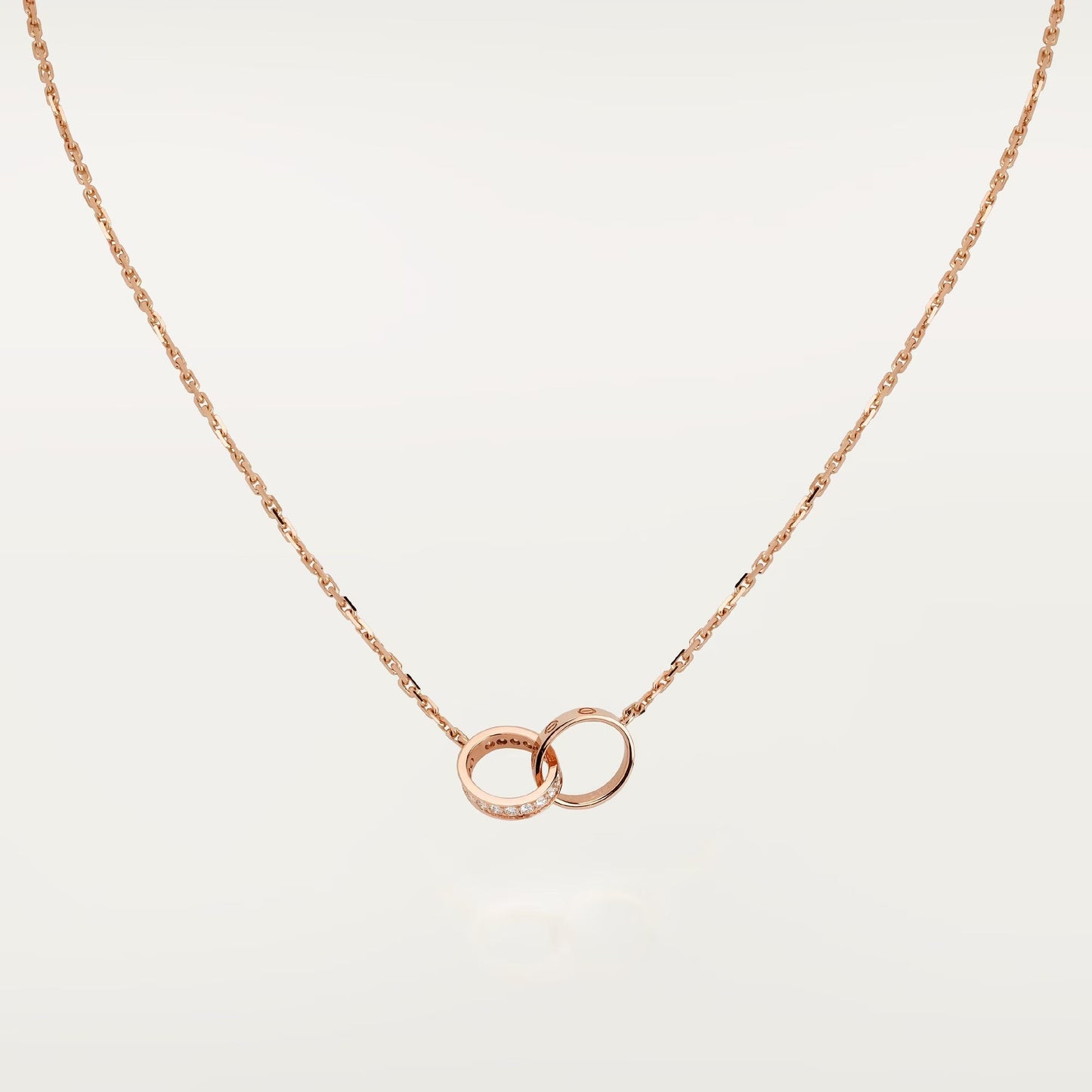 [Okajuri Jewelry] LOVE DOUBLE RING HALF DIAMOND NECKLACE