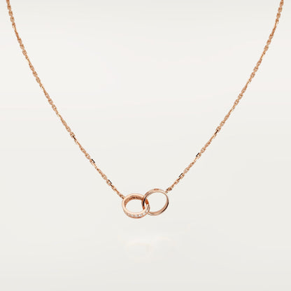 [Okajuri Jewelry] LOVE DOUBLE RING HALF DIAMOND NECKLACE
