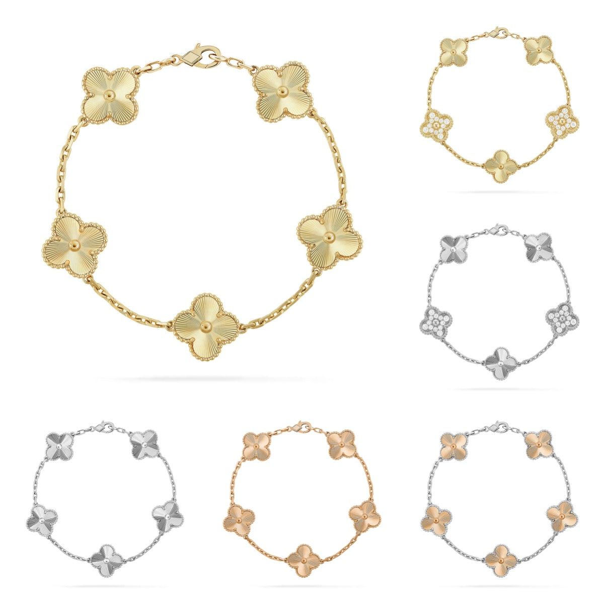 [Okajuri Jewelry]  CLOVER 5 MOTIF LASER BRACELET COLLECTION