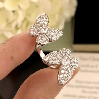 [Okajuri Jewelry]TWIN SILVER BUTTERFLY DIAMOND RING