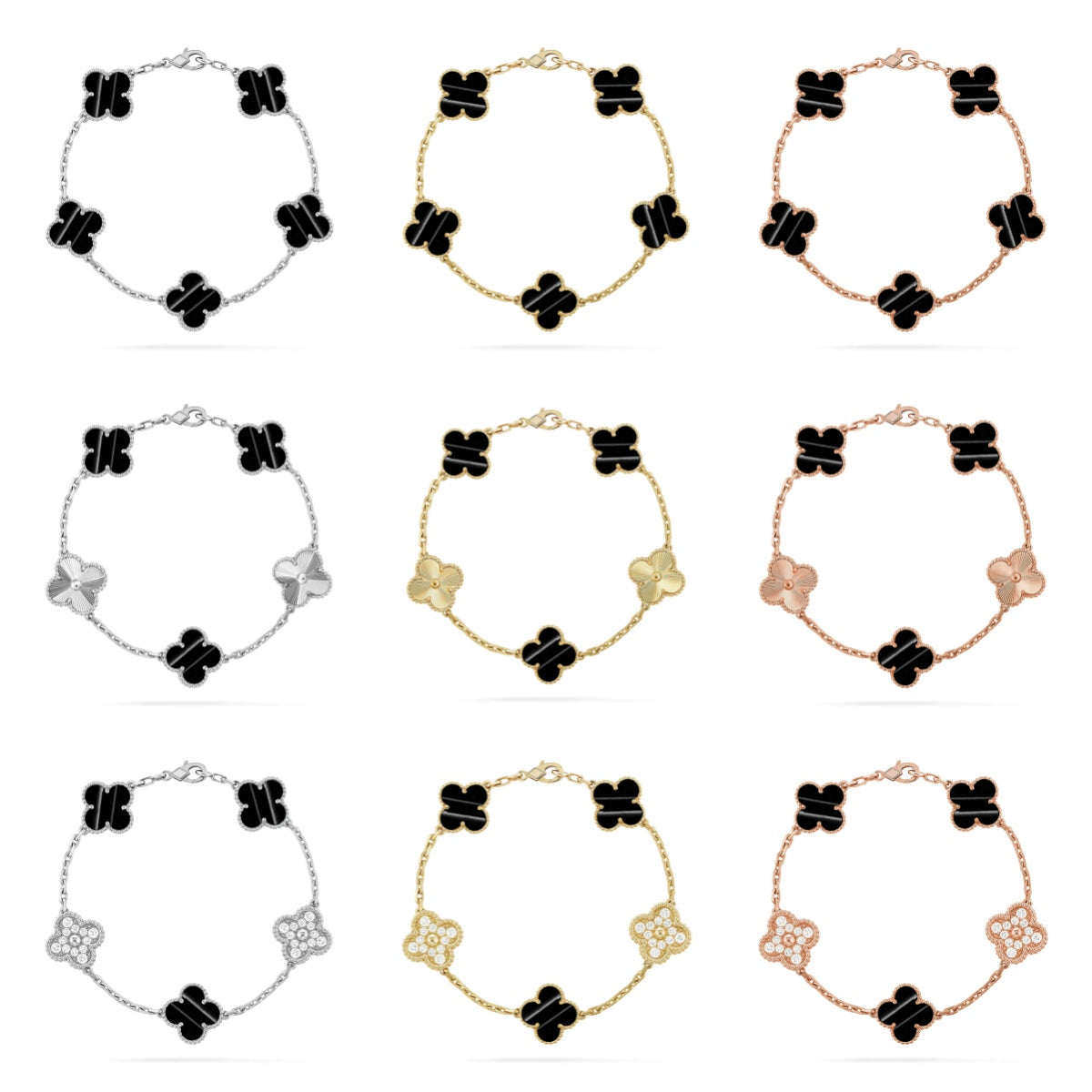 [Okajuri Jewelry]  CLOVER 5 MOTIF PULSAR STONE BRACELET COLLECTION