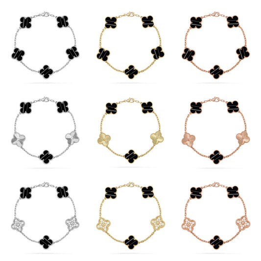 [Okajuri Jewelry]  CLOVER 5 MOTIF PULSAR STONE BRACELET COLLECTION