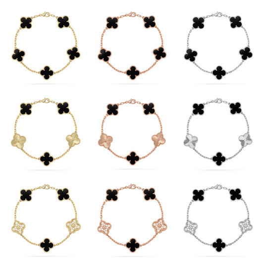 [Okajuri Jewelry] CLOVER 5 MOTIF ONYXS BRACELET COLLECTION