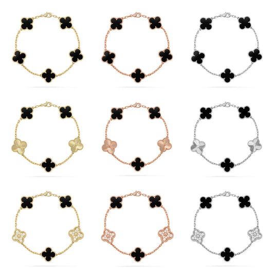 [Okajuri Jewelry]  CLOVER 5 MOTIF ONYXS BRACELET COLLECTION