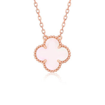 [Okajuri Jewelry]CLOVER 15MM PINK MOTHER-OF-PEARL SINGLE FLOWER NECKLACE