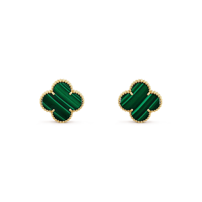 [Okajuri Jewelry]CLOVER MINI 9.5MM MALACHITE  EARRINGS
