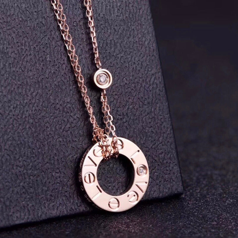 [Okajuri Jewelry]LOVE NECKLACE 16MM 2 DIAMONDS