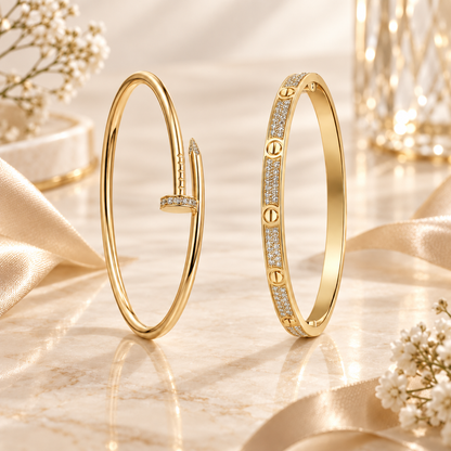 [Oakjuri™ Jewelry] ] JUSTE Diamond & LOVE Diamond-Paved Bracelet Stack Set