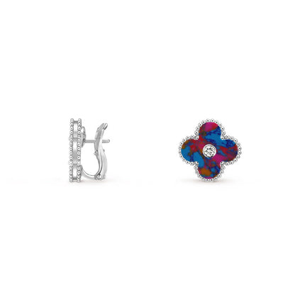 [Okajuri Jewelry] CLOVER SILVER 15MM MOP DIAMOND EARRINGS COLLECTION