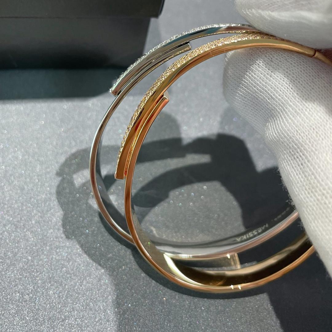 [Okajuri Jewelry]Move Noa Rose Gold Pavé Diamond Bangle Bracelet