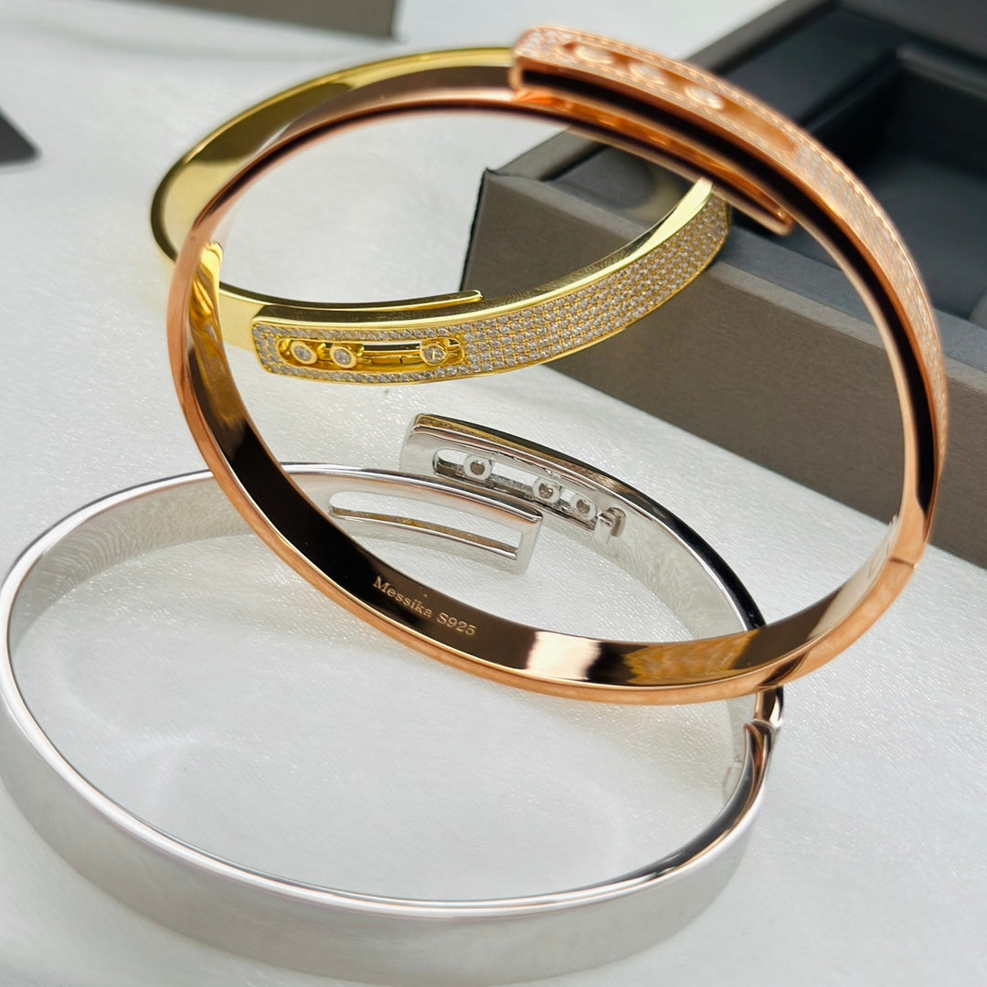 [Okajuri Jewelry]Move Noa Rose Gold Pavé Diamond Bangle Bracelet