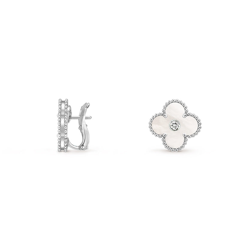 [Okajuri Jewelry] CLOVER SILVER 15MM MOP DIAMOND EARRINGS COLLECTION