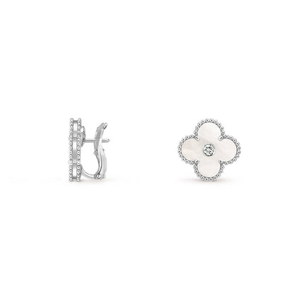 [Okajuri Jewelry] CLOVER SILVER 15MM MOP DIAMOND EARRINGS COLLECTION