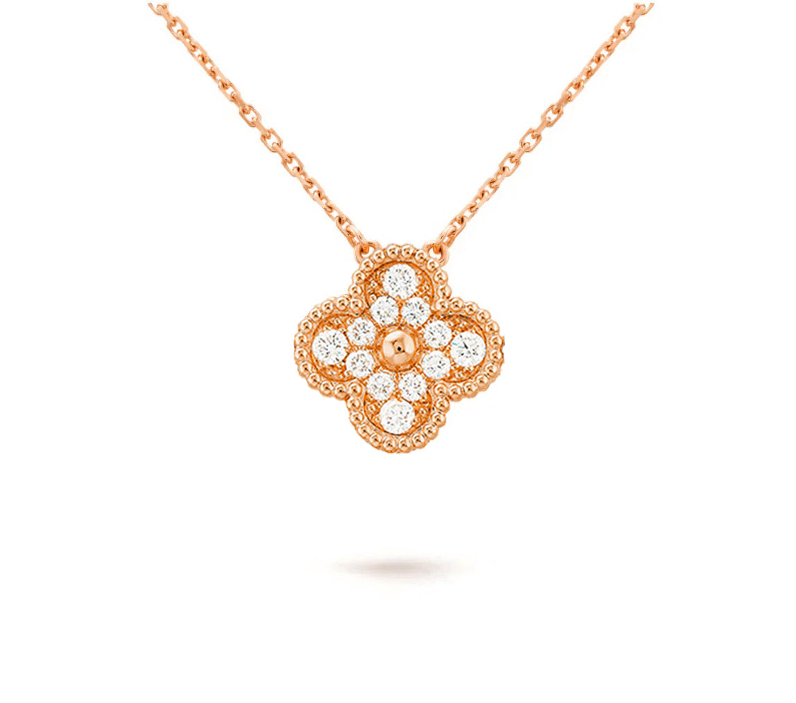 [Okajuri Jewelry] CLOVER 15MM DIAMOND SINGLE FLOWER NECKLACE COLLECTION