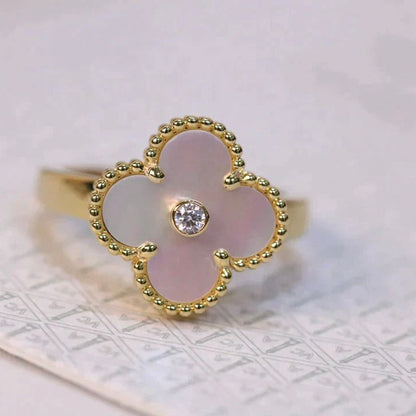 [Okajuri Jewelry]CLOVER PINK MOP RING GOLD DIAMOND