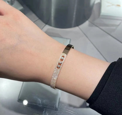 [Okajuri Jewelry]Move Noa Rose Gold Pavé Diamond Bangle Bracelet