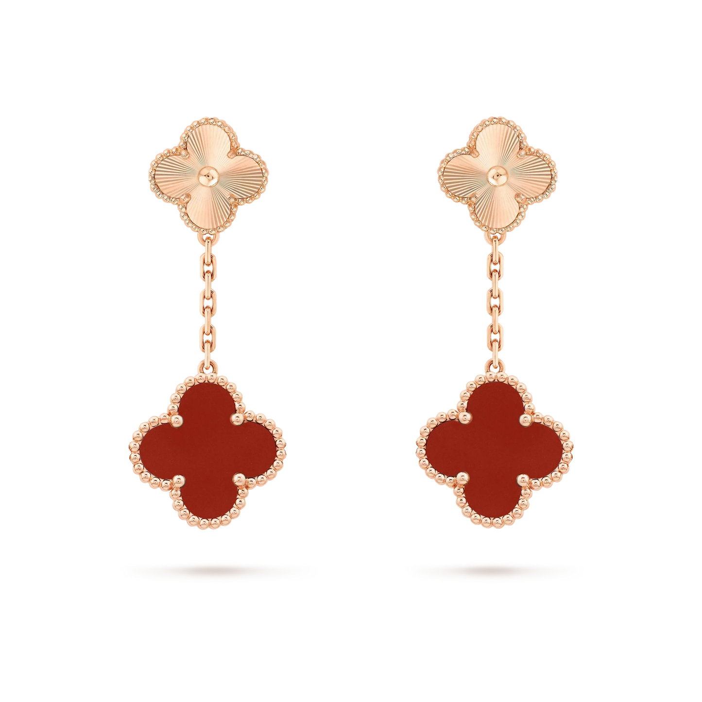 [Okajuri Jewelry]CLOVER 2 MOTIF  LASER CARNELIAN EARRINGS
