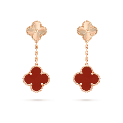 [Okajuri Jewelry]CLOVER 2 MOTIF  LASER CARNELIAN EARRINGS