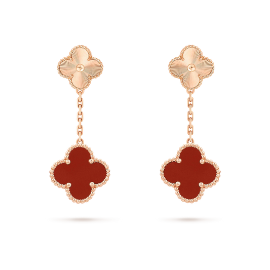 [Okajuri Jewelry]CLOVER 2 MOTIF  LASER CARNELIAN EARRINGS