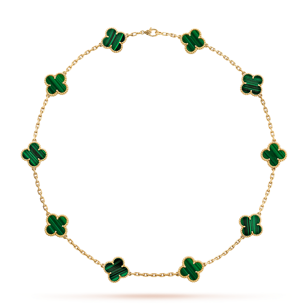 [Okajuri Jewelry]CLOVER 10 MOTIFS MALACHITE NECKLACE