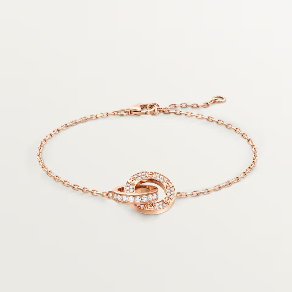 [Okajuri Jewelry] LOVE DOUBLE RING FULL DIAMOND BRACELET