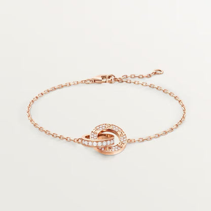 [Okajuri Jewelry] LOVE DOUBLE RING FULL DIAMOND BRACELET