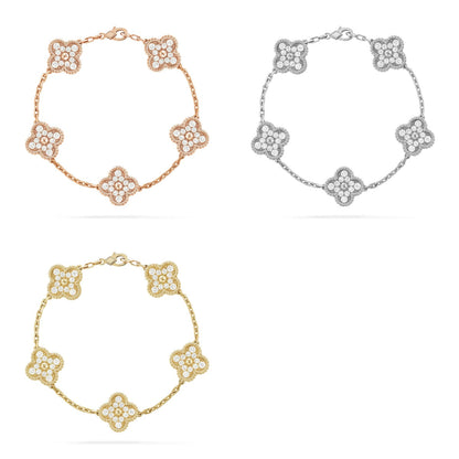 [Okajuri Jewelry]  CLOVER 5 MOTIF FULL DIAMOND BRACELET COLLECTION