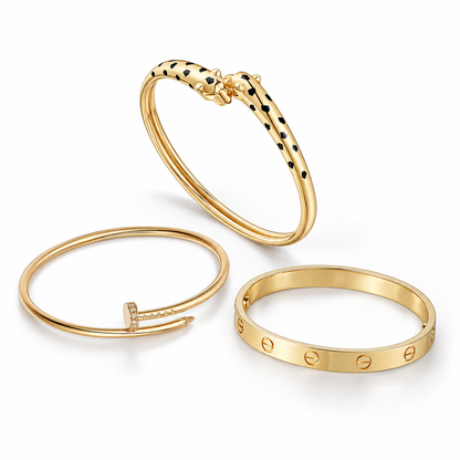 [Oakjuri™ Jewelry] ] Panthère & LOVE  & JUSTE  Diamond Bracelet Stack Set
