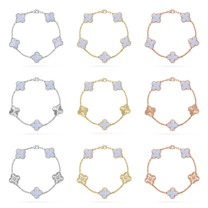 [Okajuri Jewelry] CLOVER 5 MOTIF PURPLE CHALCEDONY BRACELET COLLECTION