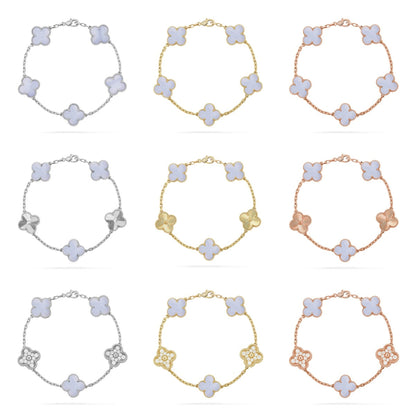 [Okajuri Jewelry]  CLOVER 5 MOTIF PURPLE CHALCEDONY BRACELET COLLECTION