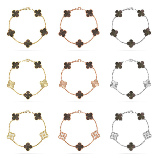 [Okajuri Jewelry]  CLOVER 5 MOTIF GRAY MOP BRACELET COLLECTION