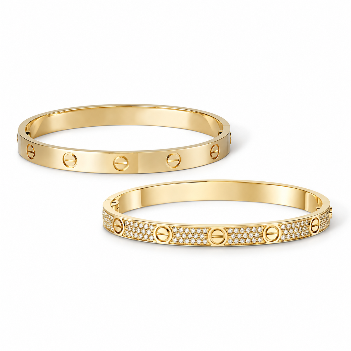 [Oakjuri™ Jewelry] ] LOVE  Classic & Diamond-Paved Bracelet Stack Set