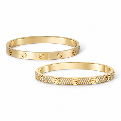[Oakjuri™ Jewelry] ] LOVE  Classic & Diamond-Paved Bracelet Stack Set