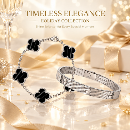 [Oakjuri™ Jewelry] ] Clover 5-Motif & LOVE Unlimited Bracelet Set