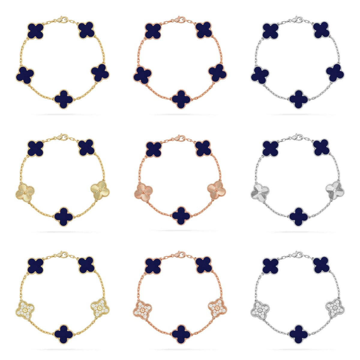 [Okajuri Jewelry] CLOVER 5 MOTIF LAPIS LAZULI BRACELET COLLECTION