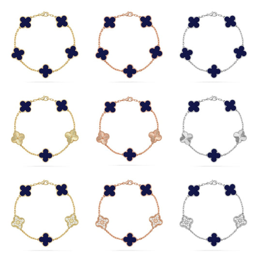 [Okajuri Jewelry] CLOVER 5 MOTIF LAPIS LAZULI BRACELET COLLECTION