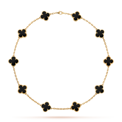 [Okajuri Jewelry] CLOVER 10 MOTIFS ONYX NECKLACE